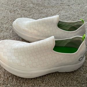 Oofos White Slip On Shoes